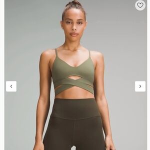 Lululemon Still Now Bra Light Support, A/B Cup Olive Green Size 6